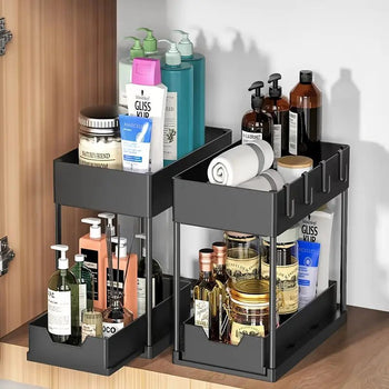 Pull Out Under Sink Storage Rack - Kitchen & Bathroom Organizer - SimpleLiving Co